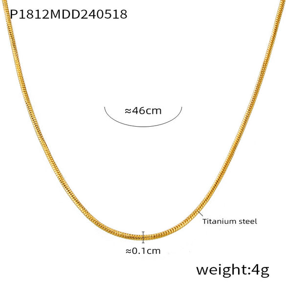 Wholesale Stackable Fashion Women's Titanium Steel Necklace With Round Beads And Snake Bone Chain Electroplated Geometric Design