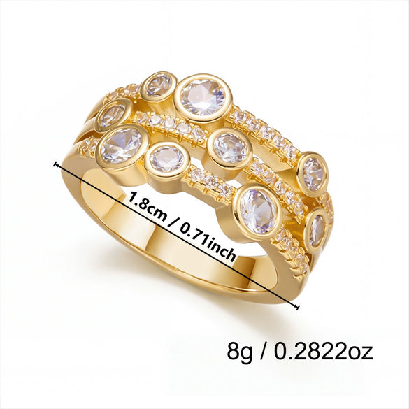 Wholesale Stackable Geometric Line Zircon Inlay Electroplated Copper Ring Unisex Fashion Accessories