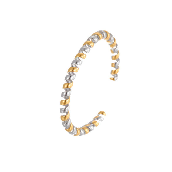 Wholesale Stackable Geometric Stainless Steel 18K Gold Electroplated Beaded Bracelet For Women