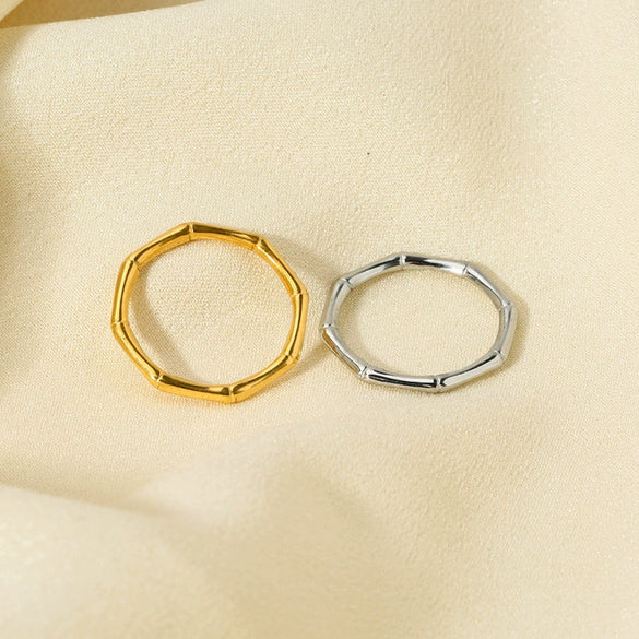 Wholesale Stackable Geometric Stainless Steel 18K Gold Plated Ring For Women
