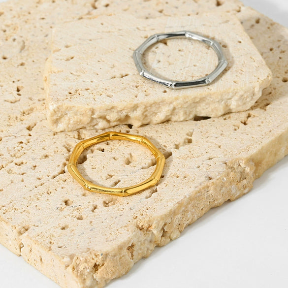 Wholesale Stackable Geometric Stainless Steel 18K Gold Plated Ring For Women