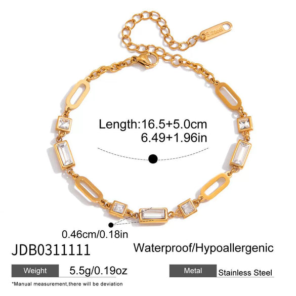 Wholesale Stackable Geometric Stainless Steel Rhinestone Electroplated Bracelet For Women
