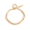 Wholesale Stackable Geometric Stainless Steel Rhinestone Electroplated Bracelet For Women