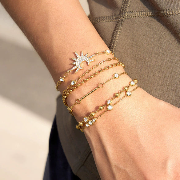 Wholesale Stackable Geometric Titanium Steel Electroplated Bracelet For Women With Minimalist Style