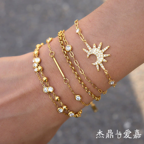 Wholesale Stackable Geometric Titanium Steel Electroplated Bracelet For Women With Minimalist Style