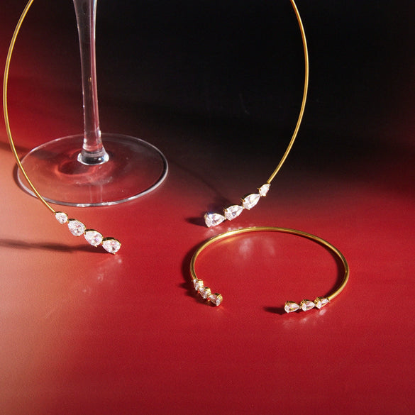 Wholesale Stackable Jewelry Set Stainless Steel Titanium Steel Geometric Electroplated Necklace And Bracelet For Women