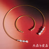 Wholesale Stackable Jewelry Set Stainless Steel Titanium Steel Geometric Electroplated Necklace And Bracelet For Women