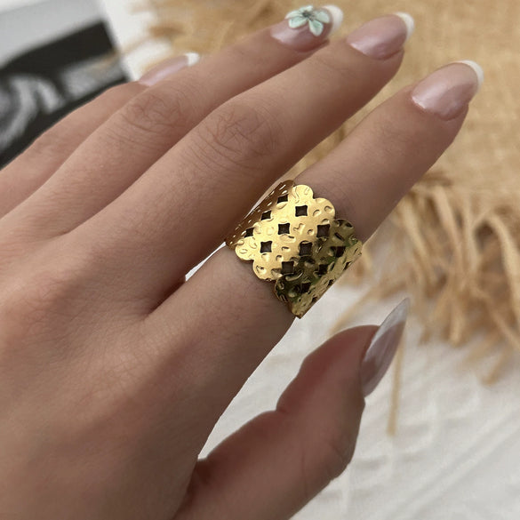 Wholesale Stackable Stainless Steel Geometric Electroplated Line Ring For Unisex