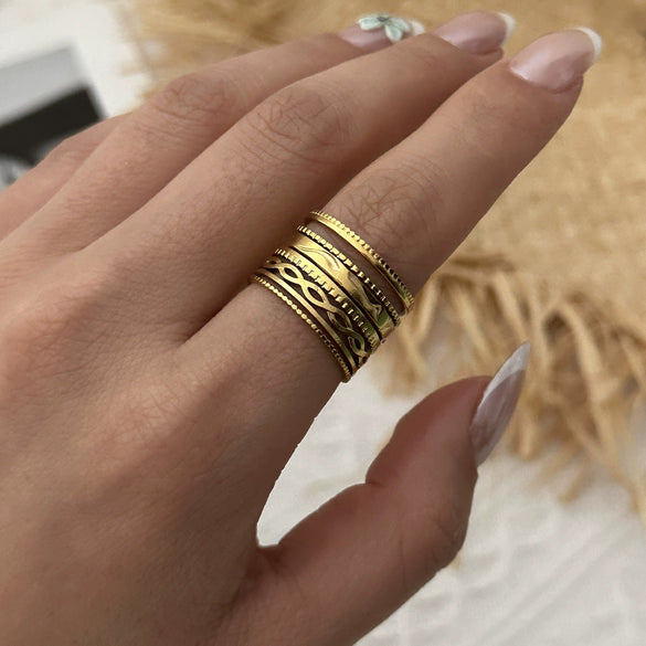 Wholesale Stackable Stainless Steel Geometric Electroplated Line Ring For Unisex