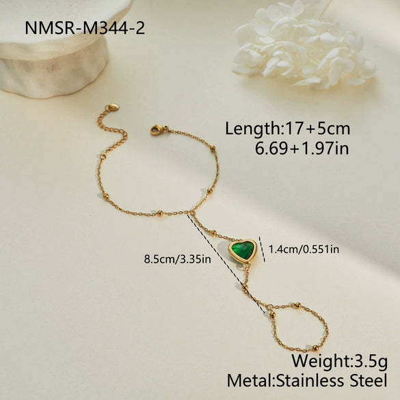Wholesale Stackable Stainless Steel 18K Electroplated Geometric Emeraldedged Bracelet Set For Women