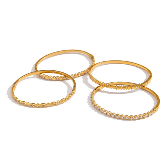 Wholesale Stackable Stainless Steel Rhinestone Bracelets Electroplated Geometric Accessories For Women