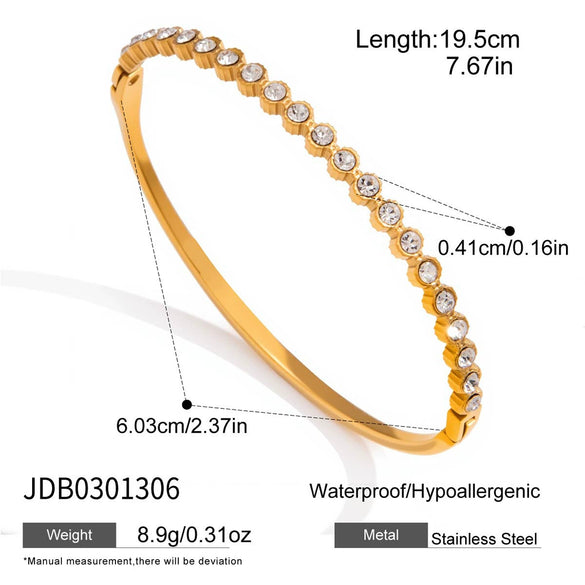 Wholesale Stackable Stainless Steel Rhinestone Bracelets Electroplated Geometric Accessories For Women
