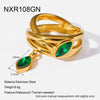 Wholesale Stackable Women's Geometric Horse Eye Rings Stainless Steel 18K Gold Plated With Diamonds