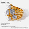 Wholesale Stackable Women's Geometric Horse Eye Rings Stainless Steel 18K Gold Plated With Diamonds