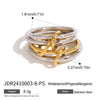 Wholesale Stacked Stainless Steel Ring For Women With Geometric Pattern And Electroplating Treatment