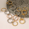 Wholesale Stacked Stainless Steel Ring For Women With Geometric Pattern And Electroplating Treatment