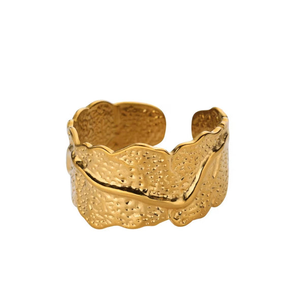 Wholesale Stacked Wide Face Irregular Geometric Stainless Steel Ring With 18K Gold Plated Electroplating Jewelry Fashion Unisex