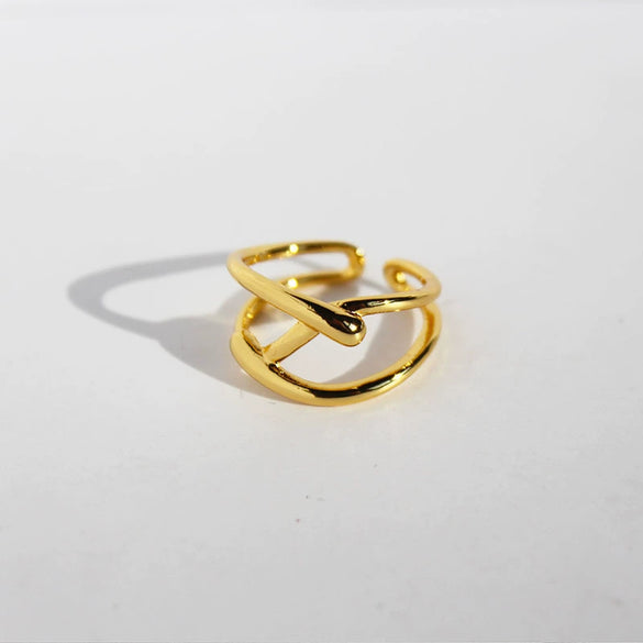 Wholesale Stacking Ring Brass Geometric Line Cross Design Electroplating For Women And Unisex