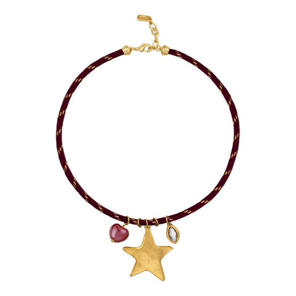 Wholesale Stacking Style Heart Fivepointed Star Pendant Necklace Electroplated 18K Gold Stainless Steel For Women
