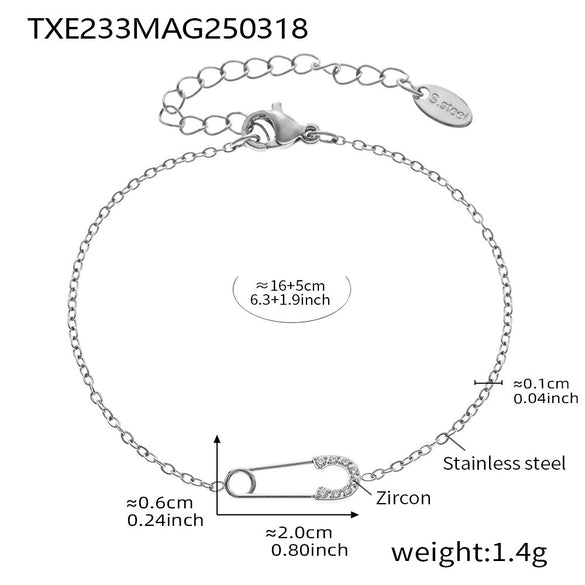 Wholesale Stainless Steel 5A Zircon Jewelry Set Necklace Bracelet For Women Electroplated Light Luxury Style