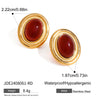 Wholesale Stainless Steel Agate Earrings Retro Light Luxury Style Geometric Electroplated