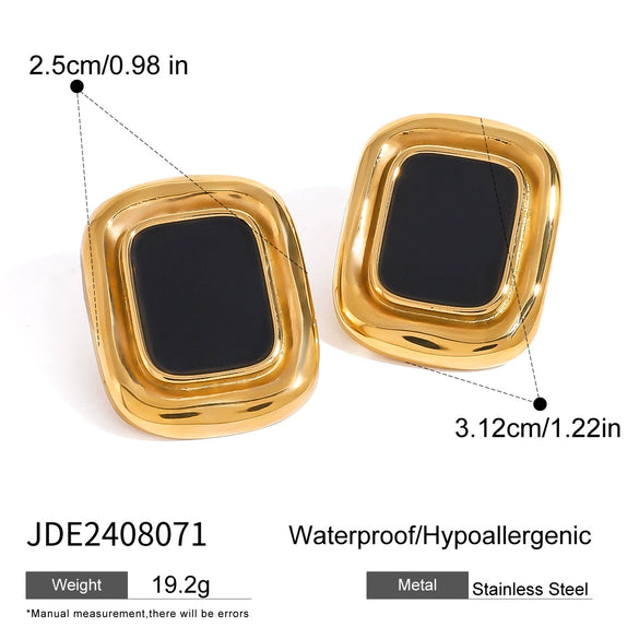 Wholesale Stainless Steel Agate Earrings Retro Light Luxury Style Geometric Electroplated