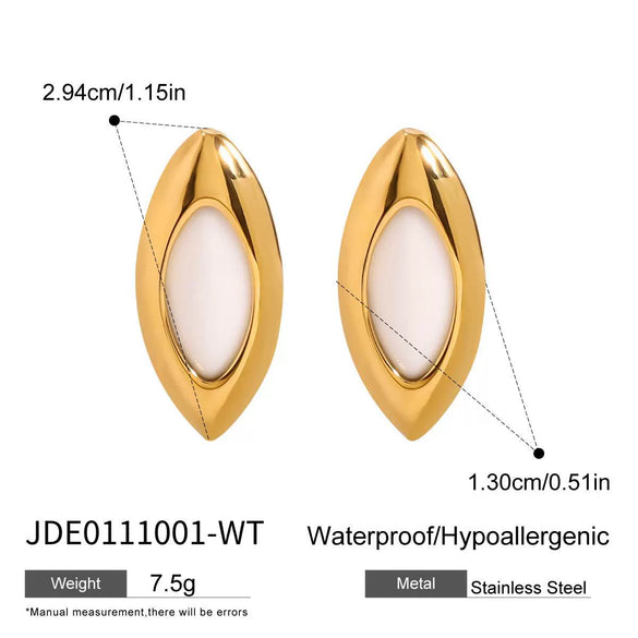 Wholesale Stainless Steel Agate Earrings With Geometric Design And Electroplating Treatment