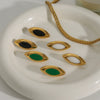 Wholesale Stainless Steel Agate Earrings With Geometric Design And Electroplating Treatment