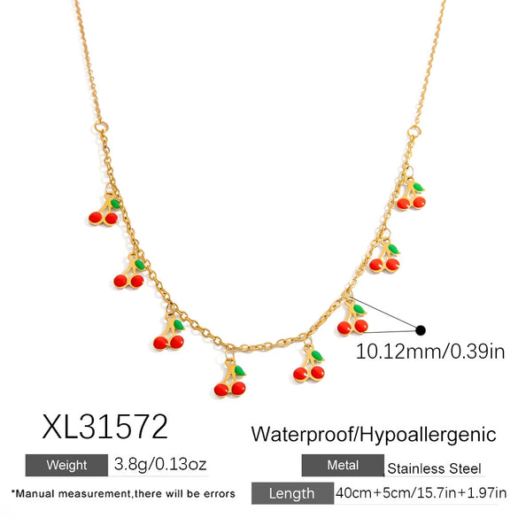 Wholesale Stainless Steel And Acrylic Women's Handmade Jewelry Set With Plants Flowers Pattern And Electroplating Process Necklace And Hand Jewelry