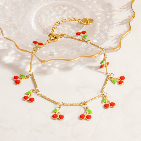 Wholesale Stainless Steel And Acrylic Women's Handmade Jewelry Set With Plants Flowers Pattern And Electroplating Process Necklace And Hand Jewelry