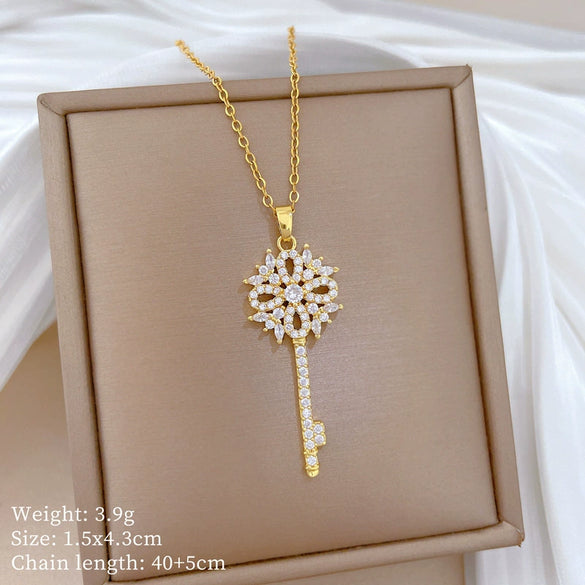 Wholesale Stainless Steel And Copper Animal Zodiac Pattern Luxury Style Fashionable Full Diamond Necklace Unisex Clavicle Chain