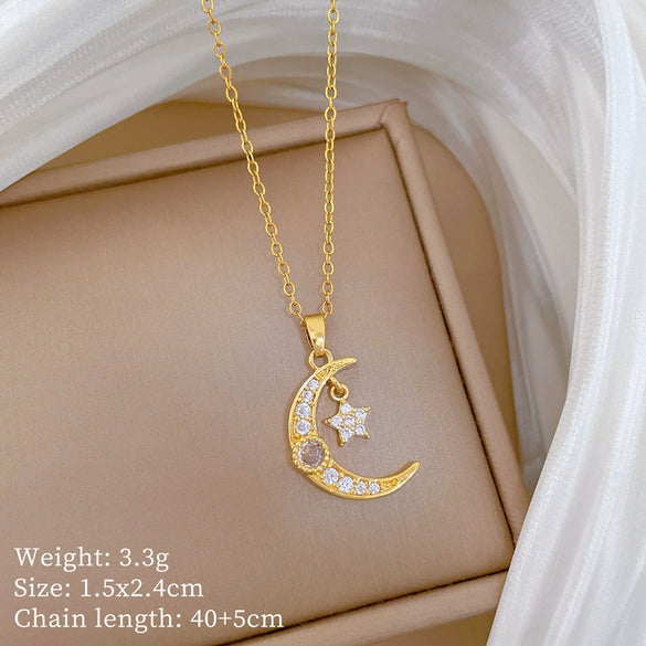 Wholesale Stainless Steel And Copper Animal Zodiac Pattern Luxury Style Fashionable Full Diamond Necklace Unisex Clavicle Chain