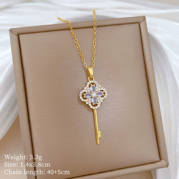 Wholesale Stainless Steel And Copper Animal Zodiac Pattern Luxury Style Fashionable Full Diamond Necklace Unisex Clavicle Chain