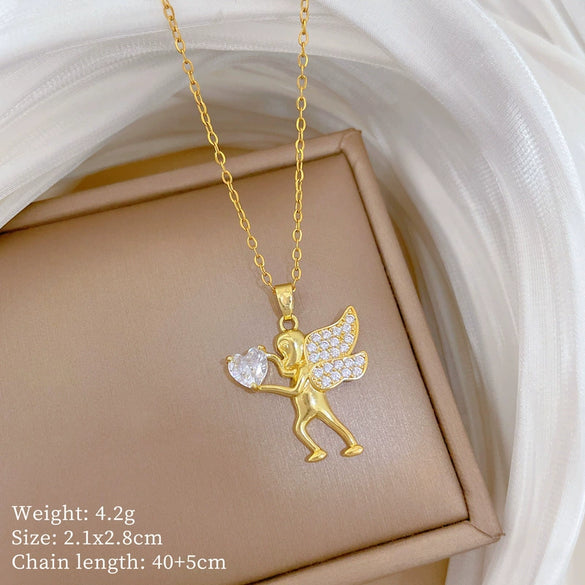 Wholesale Stainless Steel And Copper Animal Zodiac Pattern Luxury Style Fashionable Full Diamond Necklace Unisex Clavicle Chain