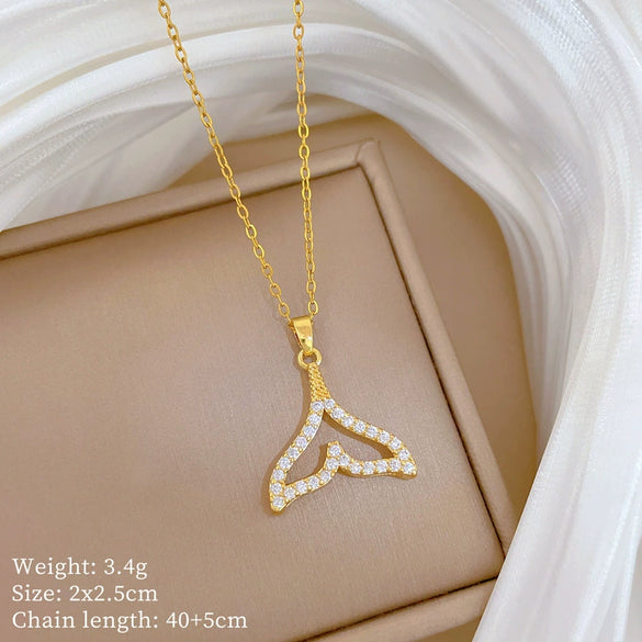 Wholesale Stainless Steel And Copper Animal Zodiac Pattern Luxury Style Fashionable Full Diamond Necklace Unisex Clavicle Chain