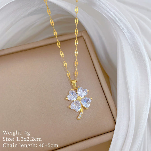 Wholesale Stainless Steel And Copper Animal Zodiac Pattern Luxury Style Fashionable Full Diamond Necklace Unisex Clavicle Chain