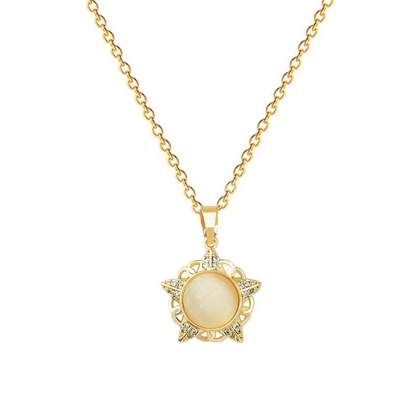 Wholesale Stainless Steel And Copper Geometric And Cartoon Style Hollow Cat Eye Star Pendant Necklace For Women And Men