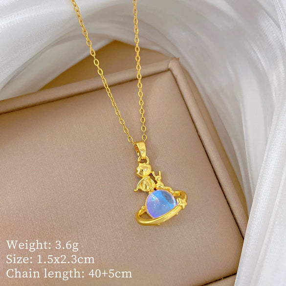 Wholesale Stainless Steel And Copper Geometric Cartoon Style Unisex Diamond Pendant Necklace