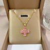 Wholesale Stainless Steel And Copper Geometric Lucky Grass Micro Diamond Plated Necklace Unisex Fine Style Clavicle Chain Accessories