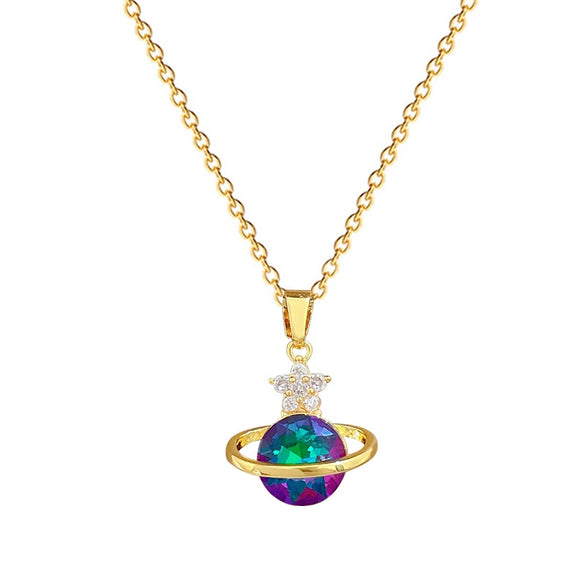 Wholesale Stainless Steel And Copper Geometric Star Galaxy Cartoon Style Pendant Necklace Unisex Allmatch Clavicle Chain