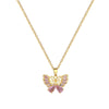 Wholesale Stainless Steel And Copper Hollow Butterfly Geometric And Cartoon Style Full Diamond Necklace Unisex