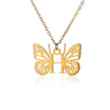 Wholesale Stainless Steel And Copper Letter And Butterfly Pendant Necklace With Electroplating Hollow Design
