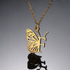Wholesale Stainless Steel And Copper Letter And Butterfly Pendant Necklace With Electroplating Hollow Design