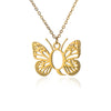Wholesale Stainless Steel And Copper Letter And Butterfly Pendant Necklace With Electroplating Hollow Design