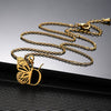Wholesale Stainless Steel And Copper Letter And Butterfly Pendant Necklace With Electroplating Hollow Design