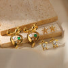Wholesale Stainless Steel And Copper Zircon Geometric Ocean Turtle Earrings With Electroplating