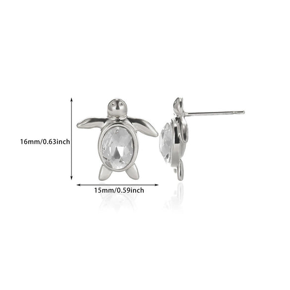 Wholesale Stainless Steel And Copper Zircon Geometric Ocean Turtle Earrings With Electroplating