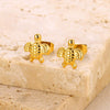 Wholesale Stainless Steel And Copper Zircon Geometric Ocean Turtle Earrings With Electroplating