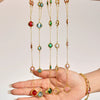 Wholesale Stainless Steel And Czech Glass Geometric Light Luxury Niche Necklace 18K Gold Plated