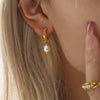 Wholesale 316L Stainless Steel And Freshwater Cultured Pearl Earrings With Geometric Pattern Pvd Electroplated 18K Gold For Women Light Luxury Style